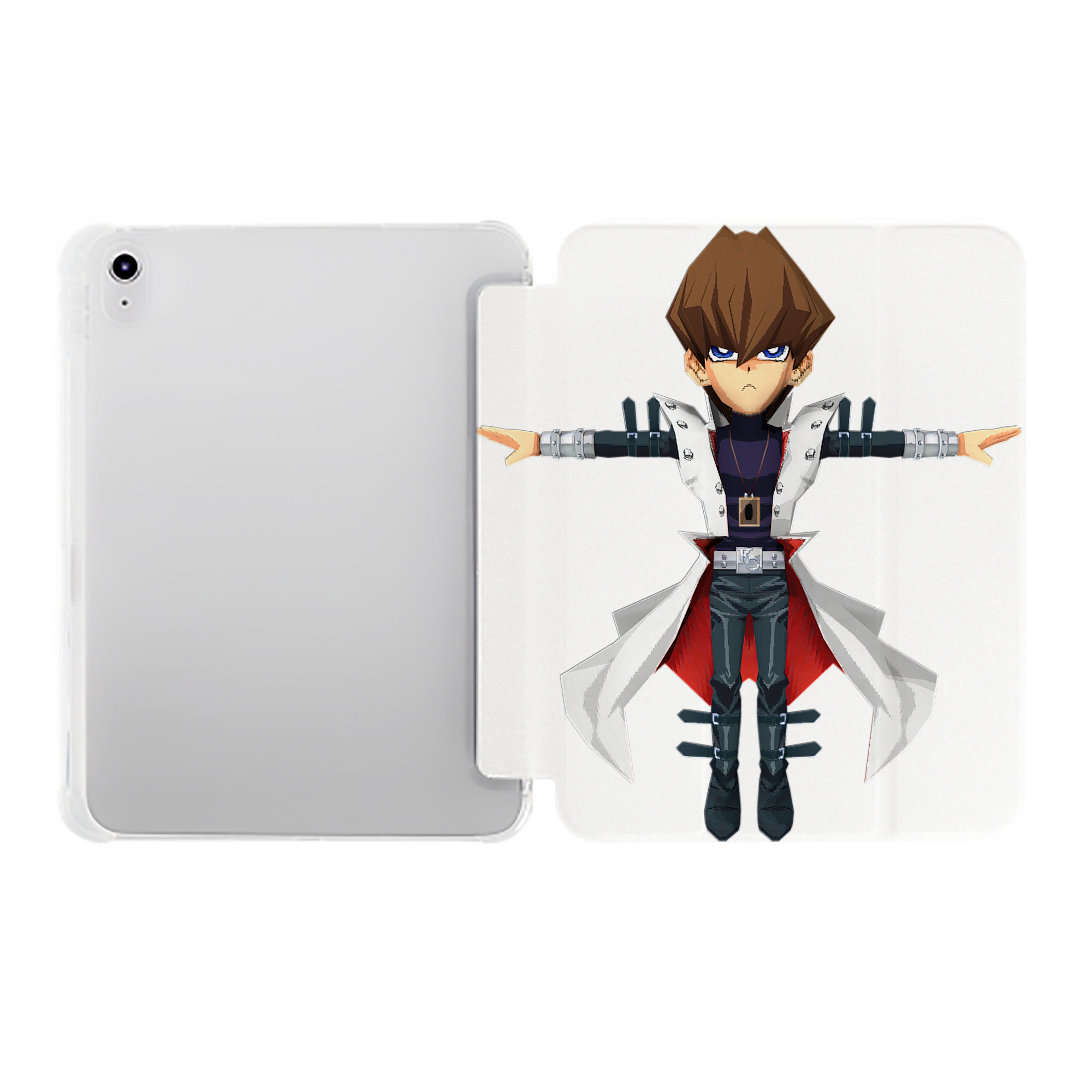（画像用） 遊☆戯☆王 Yu-Gi-Oh! IPad ケース ペン収納付き 三つ折りスタンド PUレザー×シリコン 対応機種9.5/10.5/10.9インチ
